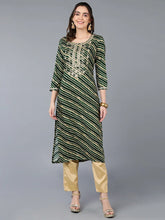 Viscose Rayon Green Laheriya Printed Kurta
